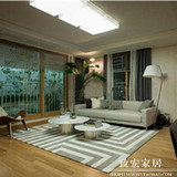 简约现代创意灰白色线条格简欧满铺卧室茶几客厅床边定制地毯特价
