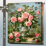 diy数字油画包邮 欧式田园风景花卉手绘有框定制大幅客厅装饰画
