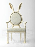 定制美式风格布艺餐椅 欧式简约风格实木单人沙发椅 兔耳朵扶手椅