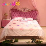 儿童家具女孩 欧式粉色卧室家具套装组合 1.5米公主床单人软包床