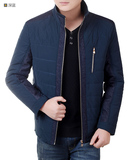 2015秋冬季新款中年男士夹克时尚商务休闲男装立领款加厚外套