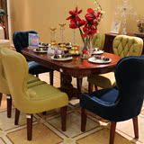 欧式餐桌 美式实木椭圆餐桌椅组合组装1.6米1.8米6人餐台桃花心木