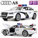 合金回力警车 儿童玩具警车原厂授权1:32奥迪A8警车汽车模型 声光