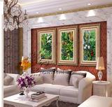 欧式油画东南亚发财树有框装饰画客厅三联画餐厅卧室玄关美式挂画
