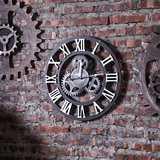 工业风复古齿轮钟表酒吧墙上壁挂家居客厅个性时钟室内墙面装饰品