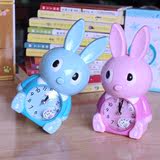 新品小兔子可爱卡通语音闹钟定时表学生床头摆件创意超萌闹钟表