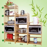 楠竹厨房置物架白色微波炉架宜家层架厨房储物架烤箱架实木架子