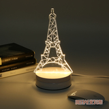 创意3D立体LED床头小夜灯台灯 埃菲尔铁塔 圣诞生日礼品小台灯
