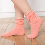 心绿袜子女韩版女式纯色中筒袜堆堆袜四季常规款