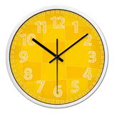摩门客厅创意无声挂钟橙黄年轻色彩简约时尚静音时钟电子石英钟表