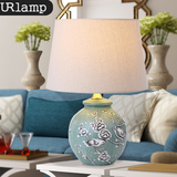 URlamp美式手工彩绘陶瓷台灯 花鸟乡村小清新创意客厅卧室床头灯