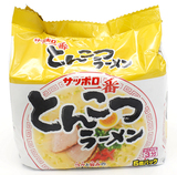 日本进口泡面三洋札幌一番方便面猪骨浓汤拉面速食面100g*5连袋