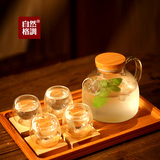 自然格调│竹木盖 耐热玻璃 冷水壶 凉水壶 果茶壶 花茶壶 1.0L