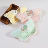 婴儿防水围嘴纯棉花朵造型 八角型口水巾360度可用加厚柔软不伤肤