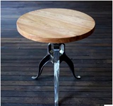 工业风美式复古餐桌实木铁艺升降桌子圆形桌子小户型饭桌定制