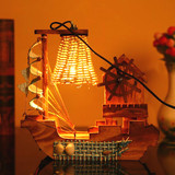 台灯卧室床头创意客厅温馨浪漫暖光小夜灯个性复古木质台灯摆件