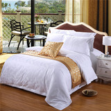 五星级酒店白色布草宾馆床上用品四件套全棉贡缎提花被套床单定做