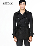 ZWVV春秋新款修身型短款男士风衣 青年双排扣英伦风休闲男装外套