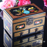 木质首饰盒大容量多层漆器首饰盒平遥漆盒结婚用品礼品婚庆礼物