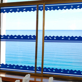 房间装饰品自粘壁纸海浪腰线蓝色海洋玄关踢脚线角线贴纸墙贴画