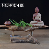 陶瓷佛像 天然风化木根雕花盆如来观音达摩泰国佛地藏王家居摆件