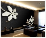 3D大型壁画墙纸个性无缝整张墙布简约现代时尚黑白电视背景墙壁纸