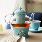 花草茶具套装欧式耐热玻璃 花茶具套装加热陶瓷过滤水果茶下午茶