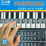 手卷钢琴键盘贴纸/通用型琴键简谱数字贴/钢琴练习键盘贴纸