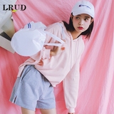 LRUD2016秋季新款韩版宽松显瘦套头连帽卫衣女纯色休闲长袖外套