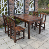 新款户外休闲实木桌椅 防腐木庭院碳化桌椅 花园阳台靠背椅餐桌椅