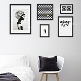 有你真好  北欧五联画黑白装饰画沙发背景墙组合画loft风格挂画