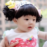 韩版宝宝发带婴幼儿百天假发头饰儿童拍照黄色0-3-4-6-7个月1-2岁