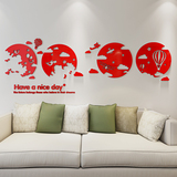 卡通热气球飞机水晶亚克力3d立体墙贴画餐厅客厅卧室沙发家居装饰