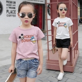 韩国童装2016夏季新款韩版夏装女童短袖T恤纯棉中大童T恤衫上衣潮