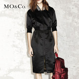 MO&Co.连衣裙女中袖立领收腰MA153SKT103moco
