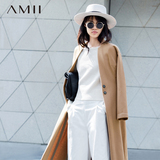 艾米Amii旗舰店2015冬季新品气质通勤女装修身中长款毛呢外套女式