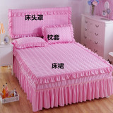 韩版纯色磨毛夹棉床裙单件加厚加棉床罩床头罩床笠床单床垫保护套