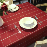 简约欧式桌布 红色格子 纯棉布艺餐桌布西餐厅酒店台布茶几布盖布