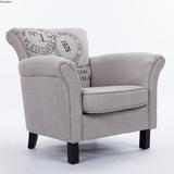 简约复古美式沙发椅欧式布艺单人沙发椅个性双人沙发咖啡印字沙发