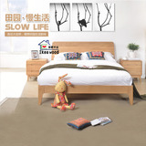 宜家全实木床 北欧现代简约实木床日式风格橡木床双人床1.5 1.8米