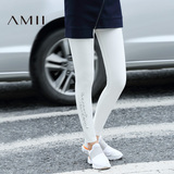 Amii2016秋季新百搭字母印花紧身裤女长裤弹力修身显瘦打底裤外穿