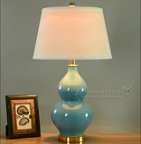 新中式创意蓝色/白色陶瓷葫芦装饰台灯美式客厅卧室床头书房灯具
