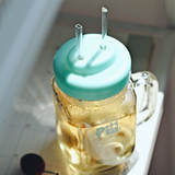 创意透明耐热玻璃杯子梅森瓶泡茶带盖公鸡杯儿童成人吸管可爱水杯