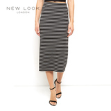 NEW LOOK新款黑白条纹显瘦中长款半身裙|347364709