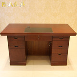 高档1.4米办公桌电脑桌油漆实木皮办公家具老板大班台简约现代