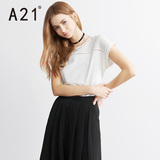 A21女装松身针织圆领短袖衫 2016夏季新款清爽舒适淑女显瘦经典潮