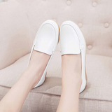 白色护士鞋坡跟牛筋底工作鞋舒适美容师鞋妈妈鞋浅口休闲单鞋夏季