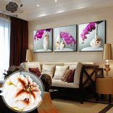 悦可浮雕画立体装饰画客厅沙发背景墙画现代简约挂画餐厅壁画紫兰