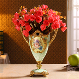 欧式复古家居客厅餐桌装饰工艺品美式树脂摆件仿真小干花瓶花器插