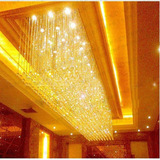 酒店大厅水晶吊灯长方形高档水晶长吊灯过道水晶灯金色大气水晶灯